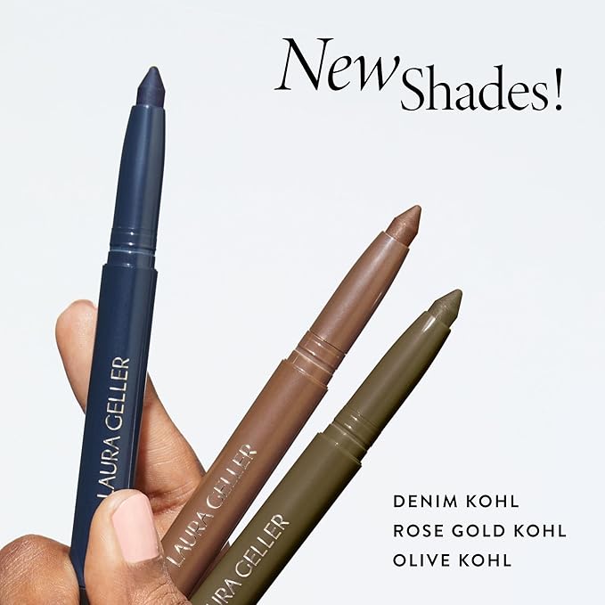 LAURA GELLER NEW YORK Kajal Longwear Kohl Eyeliner Pencil - Olive Kohl - Caffeine and Vitamin E - Smooth & Blendable Liner - Built-In Sharpener