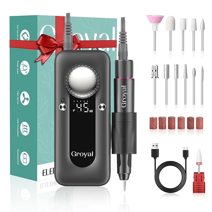 Electric Nail Drill 45000RPM Cordless Portable Rechargeable Nail Drill Kits for Acrylic Gel Nails…