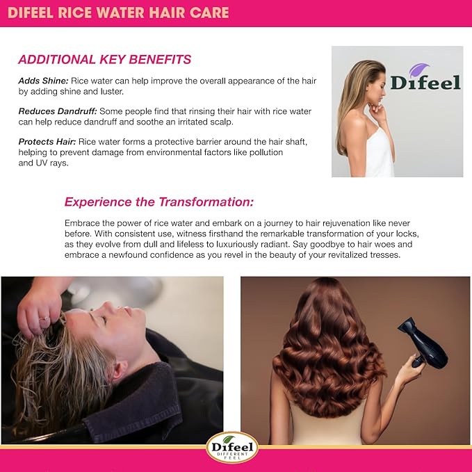 Difeel Rice Water Conditioner 33.8 oz. - Strengthening, Sulfate Free Natural Hair Conditioner