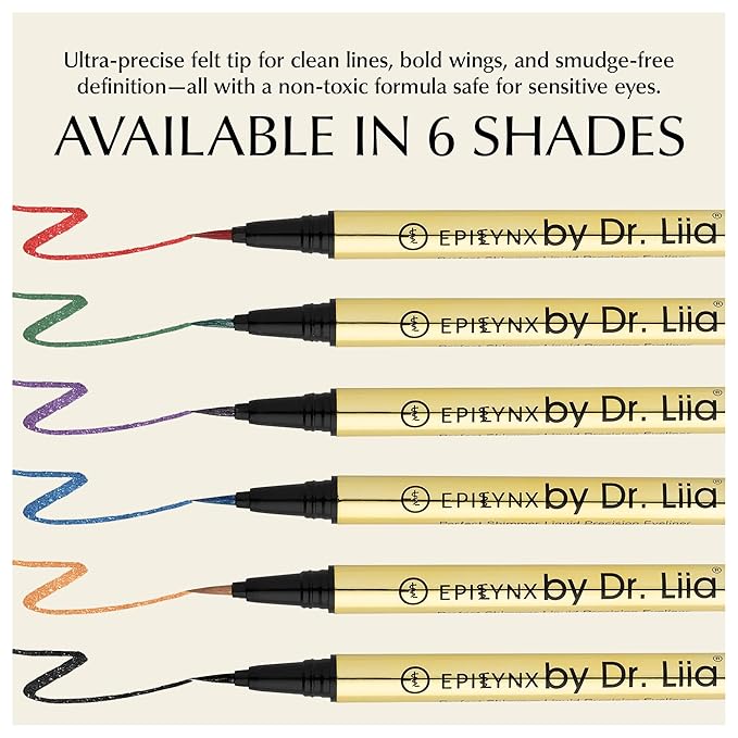 EPILYNX Waterproof Eyeliner - Smudge-Proof Liquid Eyeliner Pen with Precision Tip for Smooth, Long-Lasting Application - Vegan, Hypoallergenic & Gluten-Free Eye Liner - 2mL Shimmer Black