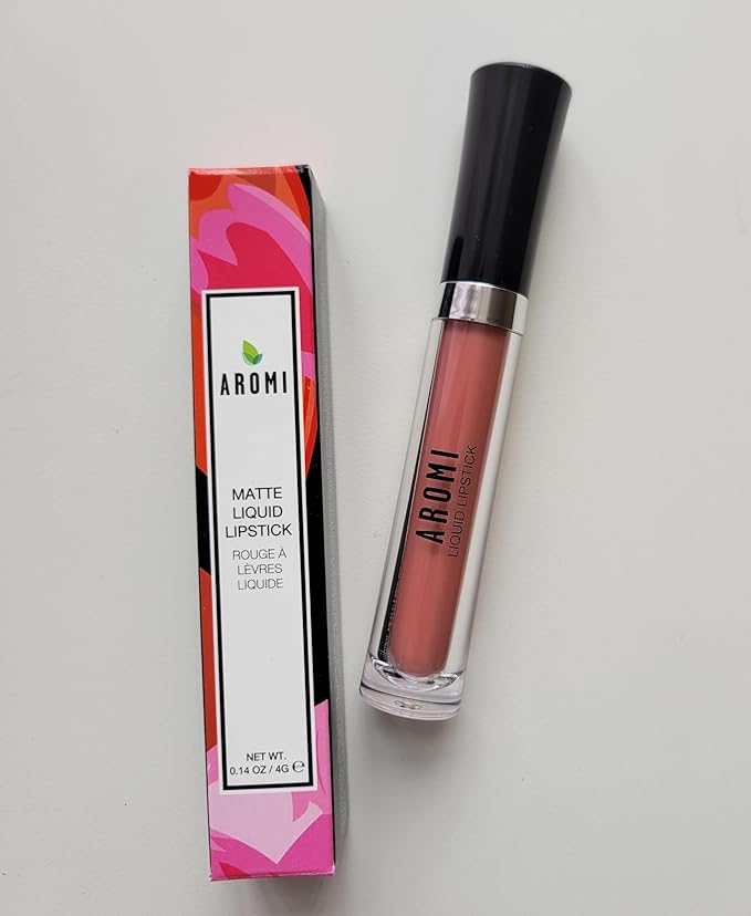 Aromi Peach Matte Liquid Lipstick | Peachy Nude Lip Color, Pink Caramel, Vegan, Cruelty-free, Long-Lasting, Handmade (Fuzzy Peach)