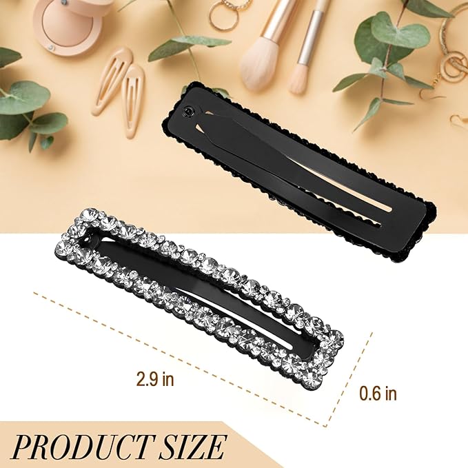 Rhinestone and Crystal Hair Clips 2-Pack, Sparkly Barrettes & Elegant Bling Accessories for Women & Girls(set 3)