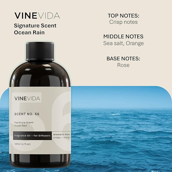 VINEVIDA [32 Fl Oz] Ocean Rain Fragrance Oil for Cold Air Diffusers, Essential Oils for Diffuser Oil Refill & Air Freshener Room Spray