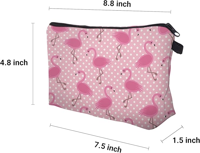 Cute Travel Makeup Bag Cosmetic Bag Small Pouch Gift for Women (Pink Flamingo)