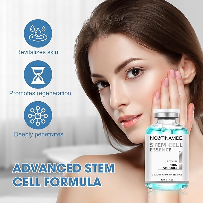 Stem Cell Serum for Face, 2 Pcs Microneedling Serum Ampoule for Anti-Aging, Wrinkle & Scar Removal, Hydrating Facial Serum to Use with and Without Micro Needling for Smooth, Rejuvenated Skin