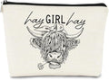 Funny Cow Small Makeup Bag - Cow Lovers Farm Girls Gift, Hay Girl Cosmetic Bag for Birthday or Christmas