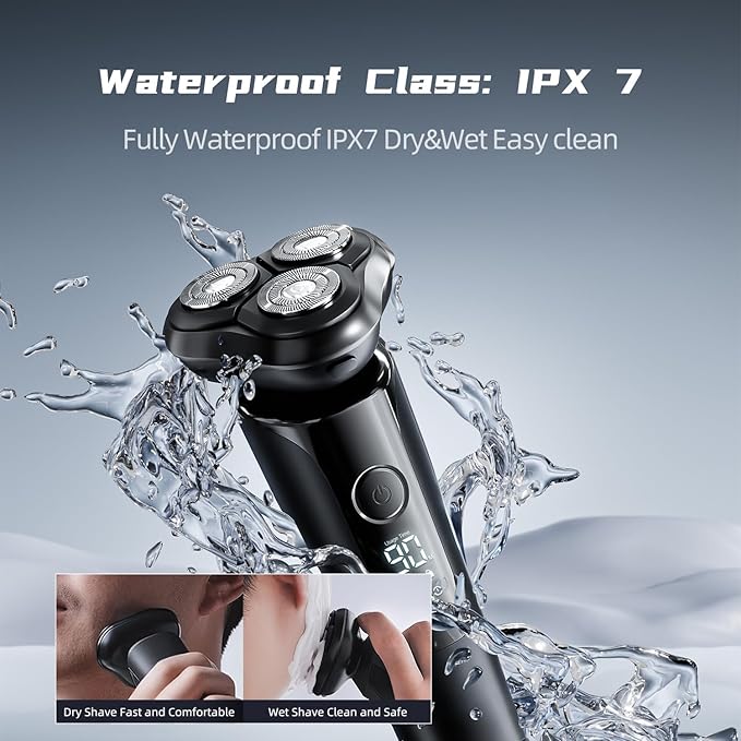 Men's Shaver Electric Rotary Razor 3D Floating Cutter Head One Hour Type-c Fast Charge Waterproof Razor with Led Display Wet Dry Shaving X2 Series Gift for Dad Husband Boy Friends