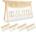 Small Boho Straw Clear Hair Makeup Bags for Women&Girls, Zipper Cosmetic Bag Chenille Varsity Letter Patch Bag, Preppy Cute Toiletry Pouch, Trendy Organizer Storage Bag for Beach Travel Essentials