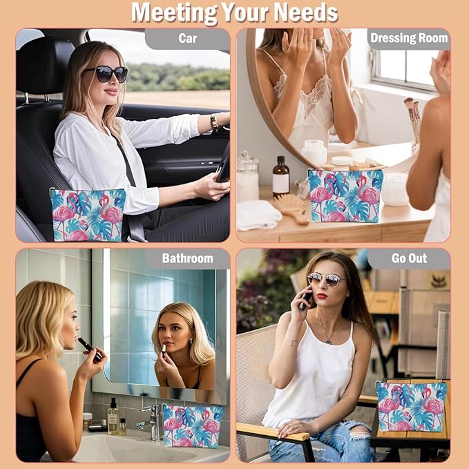 Flamingo Gifts, Flamingo Stuff Makeup Bag, Flamingos Cosmetic Bag Travel Pouch, Animal Lovers Gift for Women Girls Daughter Sisters Coworker Best Friend Friendship Graduation Birthday Gifts