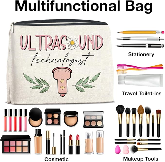 Ultrasound Technologist Gift Makeup Bag Sonogram Tech Gifts, Gifts for Women Sonographer Nurse Cosmetic Bag Zipper Makeup Pouch