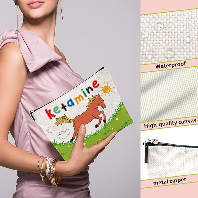 Nurse Practitioner Gifts Makeup Bag, Nurse Accessories Funny Horse Cosmetic Bag, Travel Organizer Zipper Pouch Thank You Gifts for Women Coworker Physician Assistant Nurses Week
