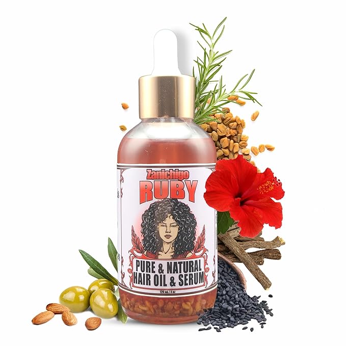 Ruby Hair Oil – Fenugreek Strengthening Serum for Dry, Damaged, Frizzy & Coarse Hair | Anti-Hair Fall | Anti-Hair Loss Hair Growth Oil Treatment | All-Natural | 2 Ounce