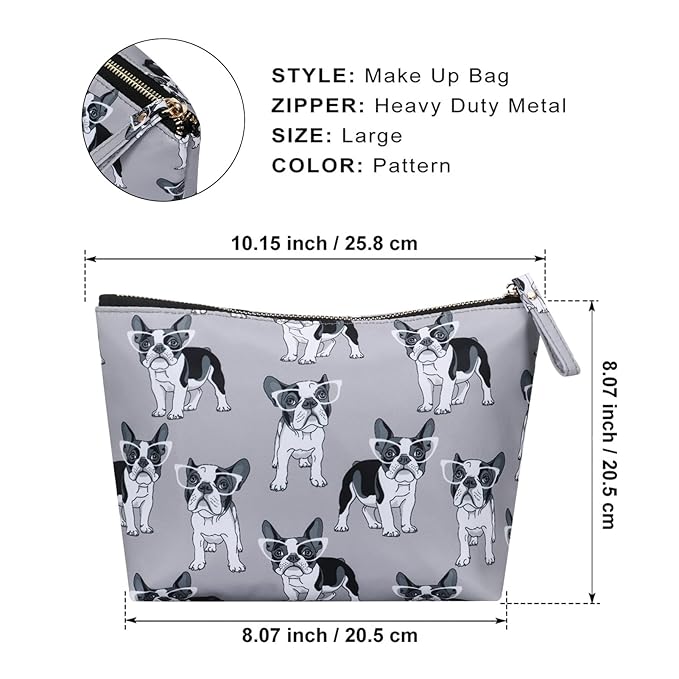 Travel Makeup Bags Waterproof Toiletry Cosmetic Case Small Pouch Gift for Women, Dog