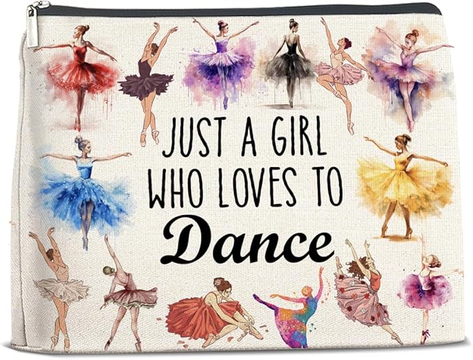 Ballet Gifts Makeup Bag for Women Girls Daughter, Inspirational Appreciation Gifts for Dancers Teacher Coach Birthday Christmas Friendship Cosmetic Bag with Zipper Travel Toiletry Pouch for Purse