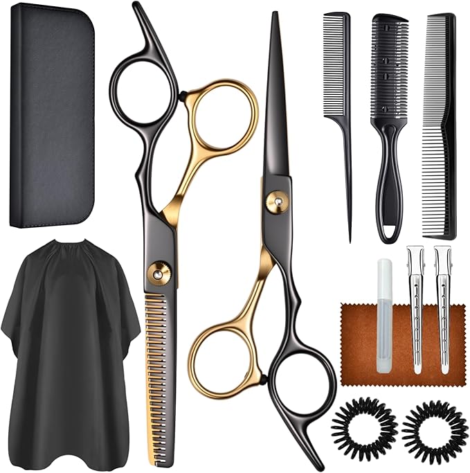 13 PCS Hair Cutting Scissors Shears Kits，Professional Haircut Scissors Kit with Cutting Scissors，6.5 Inches Hair Cutting Scissors Kit for Men/Women/Kids/Salon & Home