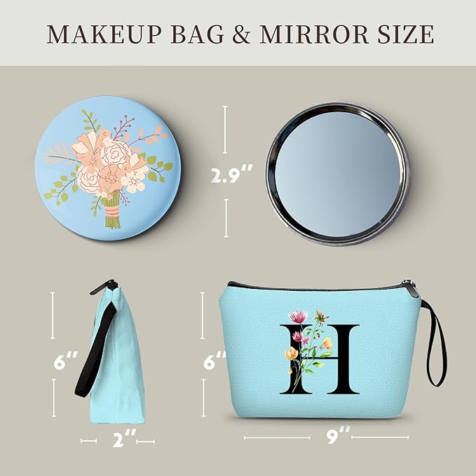 Birthday Inspirational Bridesmaid Proposal Team Small Gifts for Women Mom Aunt Teacher Sister Coworkers Makeup Cosmetic Bag Travel with Mirror Mothers Day Christmas Graduation H