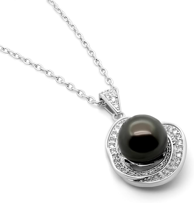 TRYNDI Real Tahitian Black Pearl Necklace Gifts for Women - Larger 11-12mm Luxury Pearl, Gifts For Wife Christmas - Valentines Soulmate Necklace For Women
