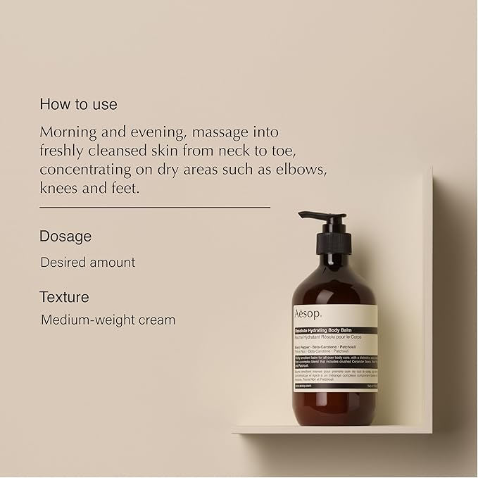 Aesop Resolute Hydrating Body Balm | Nourishing Moisture with Shea Butter, Macadamia and Coconut Oil Blend | Spicy & Woody Scent | 500 mL / 16.9 fl oz