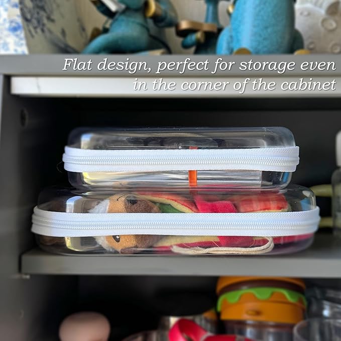 Clear Hard Zipper Case for Storage, Durable Clear Zipper Pouches, Hard Plastic Zippered Pencil Pouch for Snacks Toy Travel Organizer