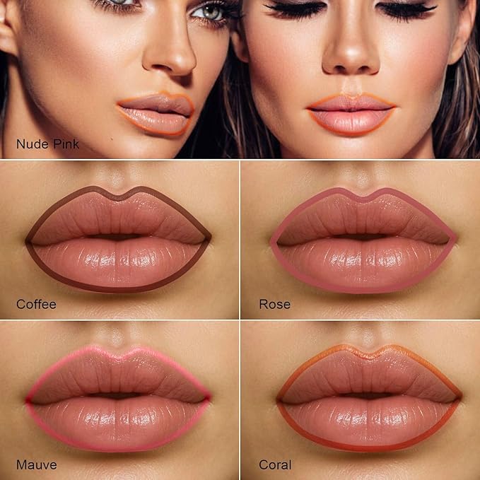 Lip Stain - Peel Off Lip Liner, Long Lasting Lip Liner with Matte Finish, Waterproof & Transfer Proof Lip Gloss, Non-Stick Cup & Highly Pigmented Color, Easy to Use for All Skin Types (Coral)