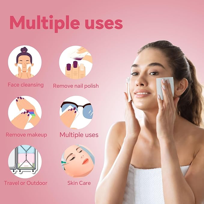 Square Makeup Cotton Pads, 200 Thick and 800 Ultra-Thin Soft, Lint-Free Pads for Makeup Removal, Toner Application and Daily Skincare