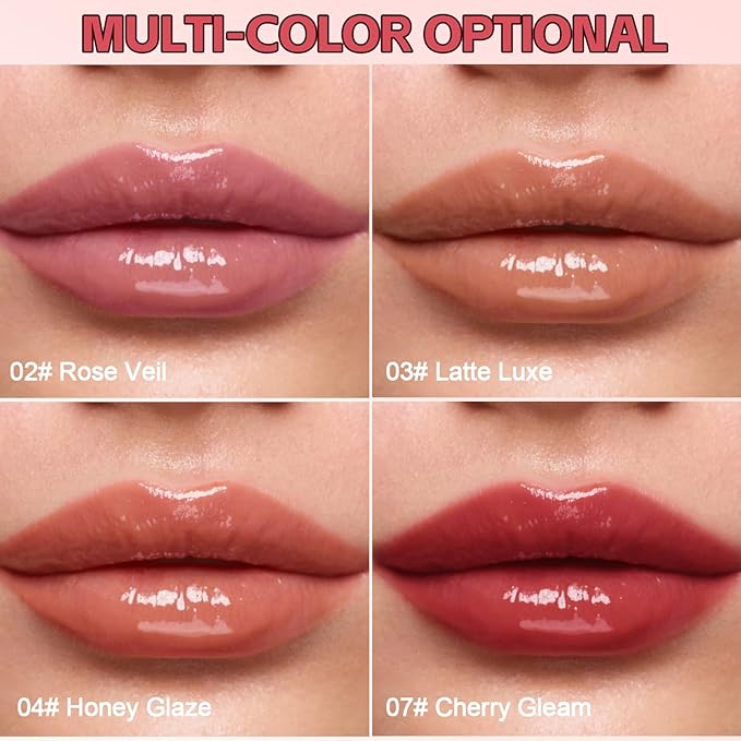 3D Voluming Lip Gloss Long Lasting Moisturizing Lip Gloss for Women Shine and Glowy Finish Lip Makeup 2Pcs
