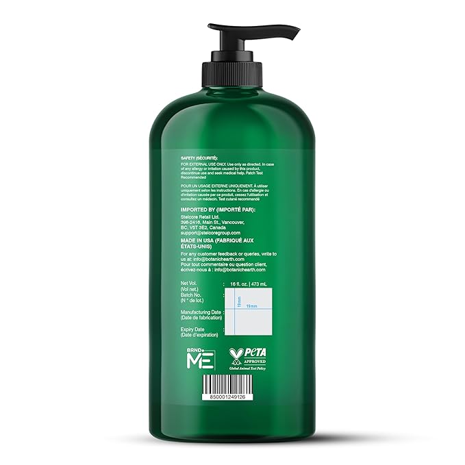 Botanic Hearth Tea Tree Body Wash - 16 fl oz - Helps Soothe Itchy, Dry Skin, Antifugal Body Wash with 100% Pure Tea Tree Oil - Sulfate Free, Paraben Free, for Men and Women