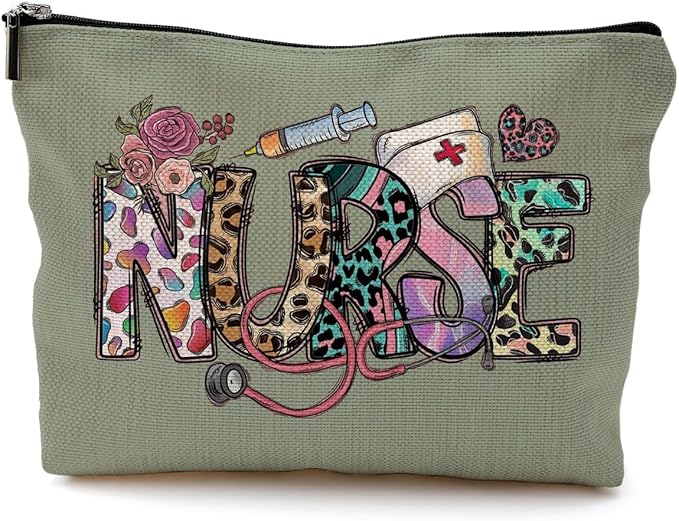 Nurse Makeup Bags,Nurse Gifts for Women,Nurse Cosmetic Bags With Zipper,Nurse Gifts for Nursing Student,Student Nurse Gifts(Green)