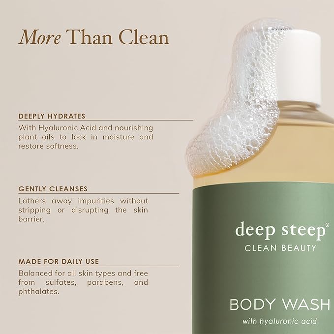 Deep Steep Body Wash, Passion Fruit Guava, 17 oz – Hydrating Shower Gel with Hyaluronic Acid, Shea Butter, Aloe Vera & Argan Oil – Vegan, Clean Beauty, Clean & Refreshed Skin