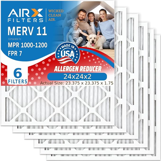 AIRX FILTERS WICKED CLEAN AIR. 24x24x2 Air Filter MERV 11 Electrostatic Pleated by AIRXFILTERSWICKEDCLEANAIR