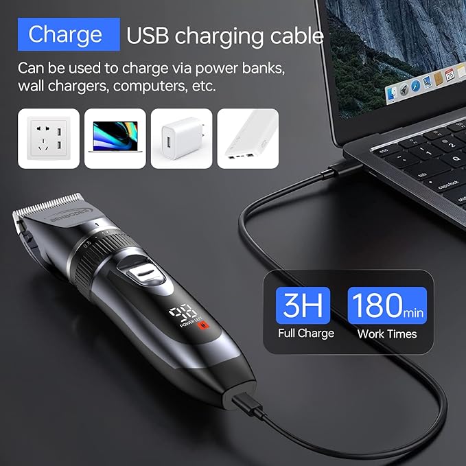 Men's Hair Clippers & Beard Trimmer Grooming Kit，All-in-one Professional Hair Cutting kit,Cordless Rechargeable Hair Clipper for Men with LED Display for Men's Barbers Hair Trimmer and Body Care