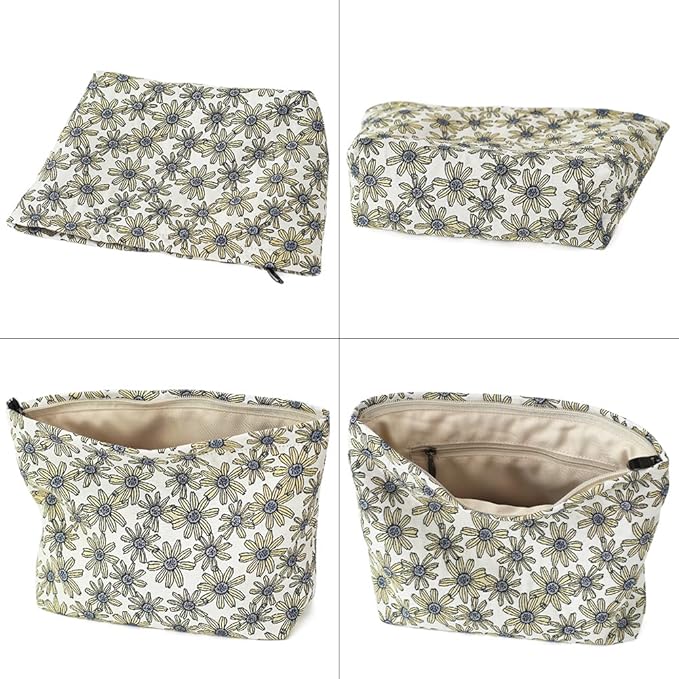 Floral Jacquard Makeup Bag - Large Capacity Cosmetic Pouch for Travel, Toiletry Organizer with Zipper, Perfect for Daily Use and Gifts, Purses for Women Clearance