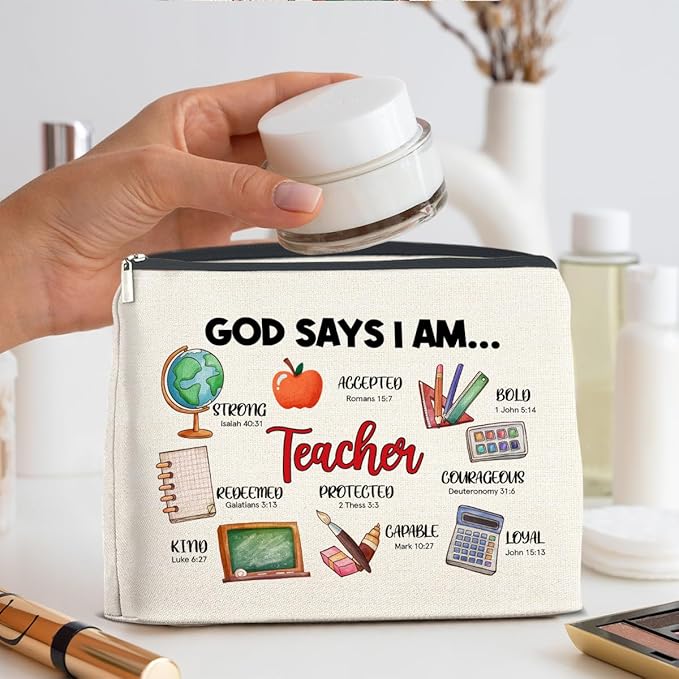 YeleY Cosmetic Case - Multipurpose Makeup Bag for Women - Waterproof Zipper Pouch - Bible Verses Design