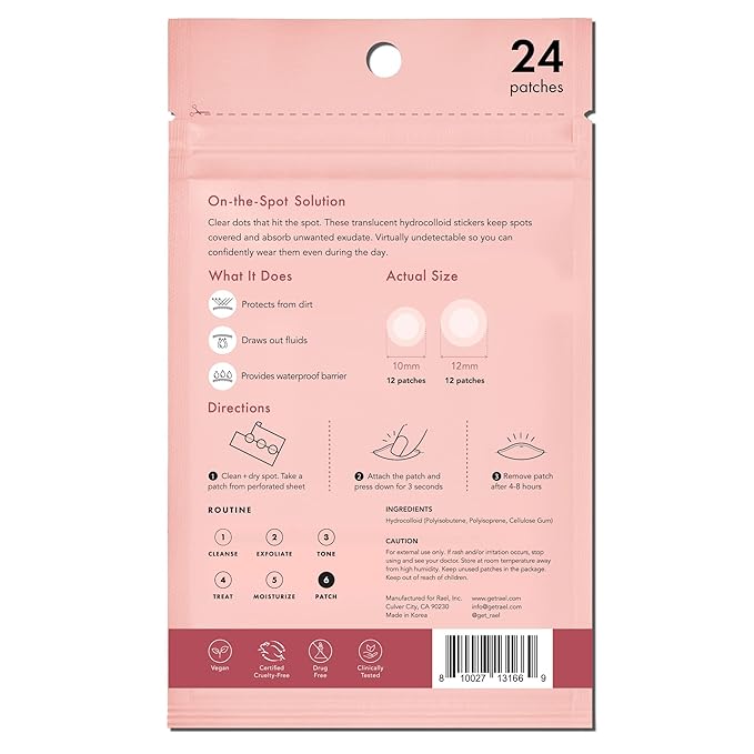 Rael Pimple Patches, Miracle Invisible Spot Cover - Hydrocolloid Acne Pimple Patch, Absorbs Zits & Blemish, Korean Skin Care, 2 Sizes (24 Count)