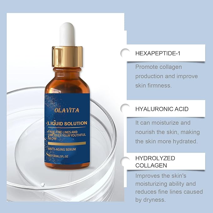 Facial Serum, Liquid Anti-Aging Solution with Vitamin C, E, Retinol & Aloe, Boosts Collagen, Shrinks Pores, Diminishes Wrinkles & Fine Lines (2Pcs)
