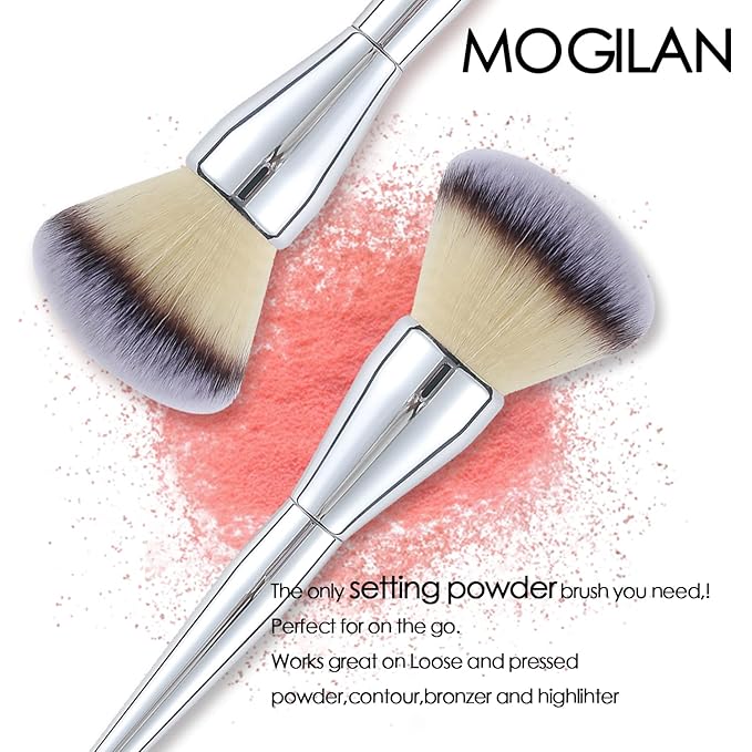 Powder Brush Large Foundation Brush for Pressd Powder Premium Fluffy Synthetic Kabuki Makeup Brush Perfect For Blending Buffing with Loose Powder Liquid Foundation Full Coverage