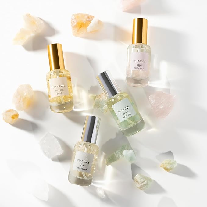DefineMe Rose Quartz Crystal Infused Natural Perfume Mist, Floret Scent, 0.95 FL OZ, Award Winner 2024 Universal Beauty Awards