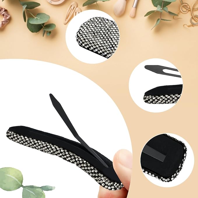 Rhinestone and Crystal Hair Clips 2-Pack, Sparkly Barrettes & Elegant Bling Accessories for Women & Girls(Set17)