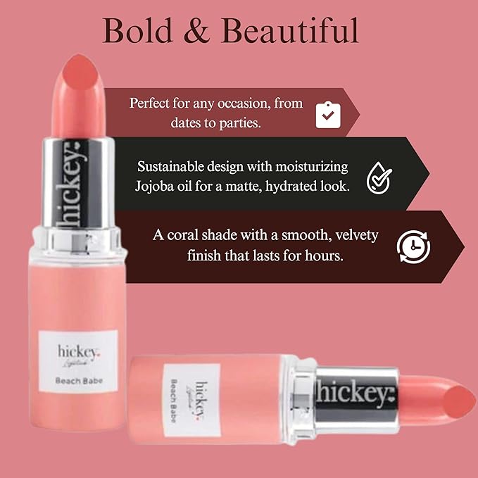 Hickey Lipstick,White limited edition: Moisturising, Long-Lasting Lip color