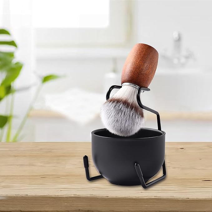 Shaving Brush Set for Men, 3pcs Shaving Set Includes Shaving Brush Shaving Bowl and Brush Stand