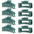Green Hair Clips for Women - 8 Pack 4.3 Inch Large Matte Banana Claw Clips for Women Thin Thick Curly Hair, Big Strong Hold jaw