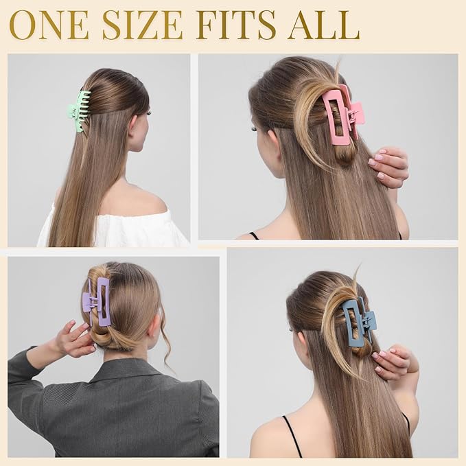 LuSeren Colorful Hair Claw Clips for Girls – 4.3 Inch Cute Matte Claw Clips in Pastel Green, Pink, Blue & Purple – Lightweight Strong Hold Hair Accessories for Teens & Women