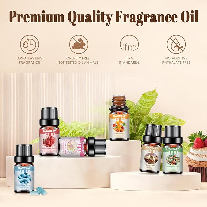 Premium Essential Oil Set, Fragrance Oil for Candle & Soap Making, Essential Oils for Diffusers for Home, Diffuser Oil Scents, Aromatherapy Scented Oils (6X10ml)