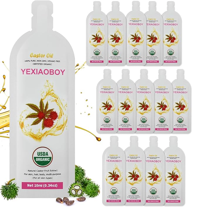 USDA Certified Organic Golden Castor Oil (4Oz), Pure Cold-Pressed Hexane Free Organic Castor Oil Unrefined for Face, Hair Treatment Starter, Skin Moisturizer, Suitable for Women Men Kids