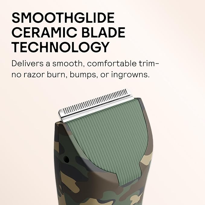 MERIDIAN The Trimmer Original - Body Hair Trimmer for Men, Electric Shaver for Pubic Hair, Chest, Legs & Bikini, Waterproof & Rechargeable Forest