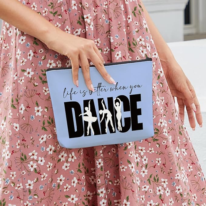 fkovcdy Dance Bag, Ballet Makeup Bag, Dance lover Gifts, Cute Small Cosmetic Bag, for dancing dancer recital gift birthday Christmas graduation travel Gifts. Purple