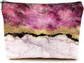 Cute Makeup Bag for Purse Canvas Waterproof Funny Cosmetic Bags for Women Zipper Travel Toiletry Pouch-Wine Marble Makeup Bags