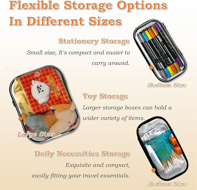 Clear Zipper Pouches for Organizer, Waterproof Hard Clear Zipper Case, Hard Plastic Pouch with Zippered