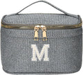 EURYNOME Makeup Bag with Custom Letter M, Water-Resistant Travel Organizer Pouch, (8.3x5.1x5.1 Inch) Cosmetic Case for Women