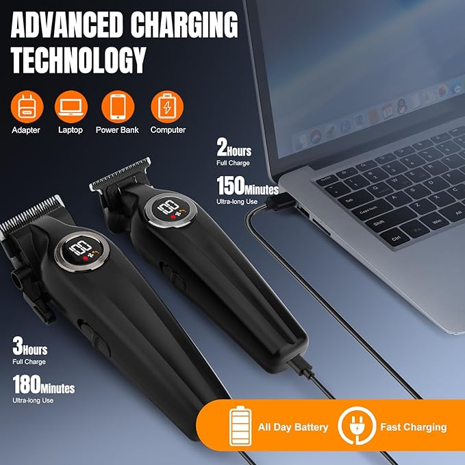 Hair Clippers for Men Professional, Cordless Barber Clippers and Trimmers Set, Electric Clippers for Hair Cutting Kit with LED Display, Gift for Men